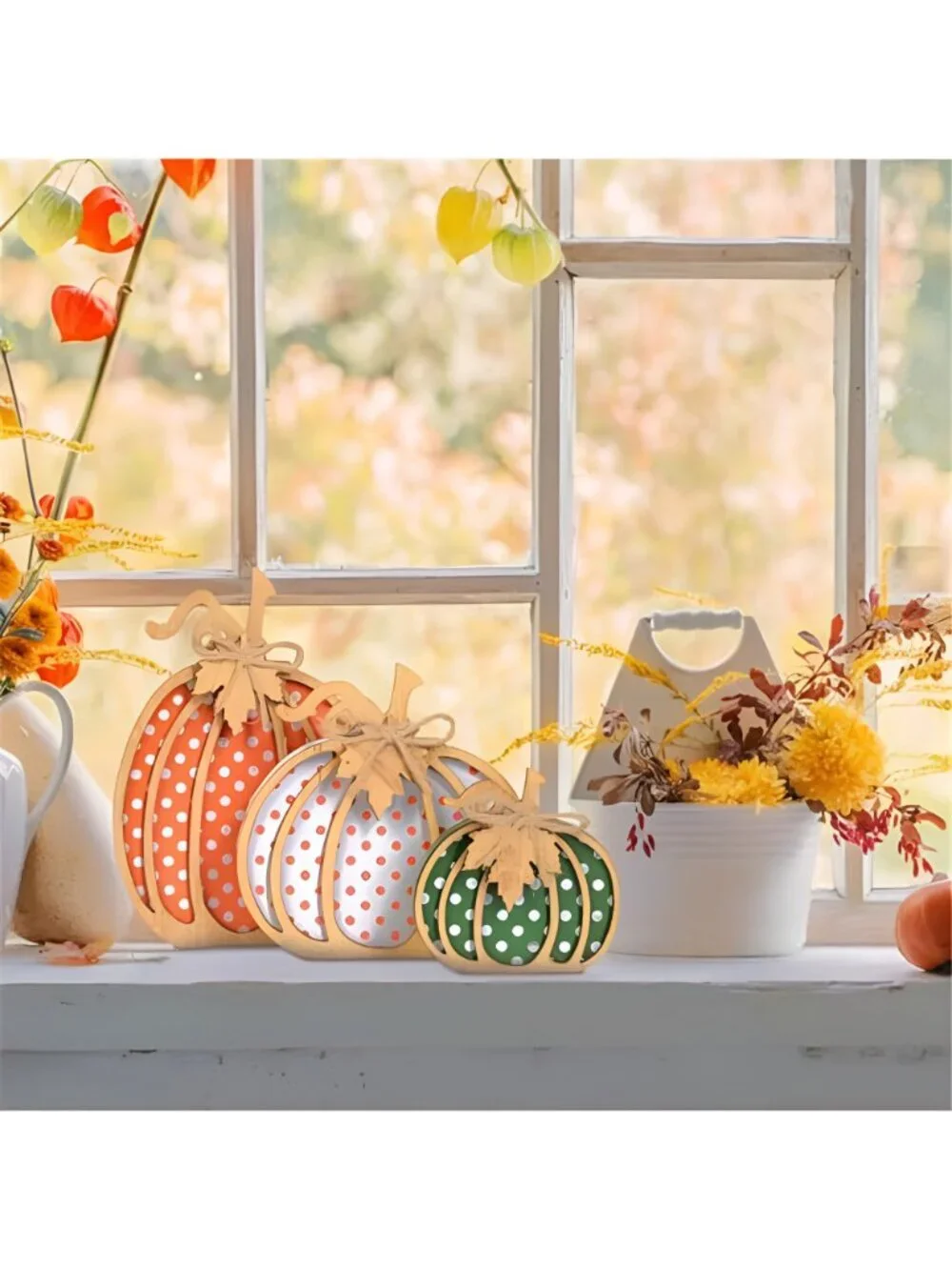 Fall Decorations for Home, 3-Piece Wooden Pumpkin Fall Decor, Rustic